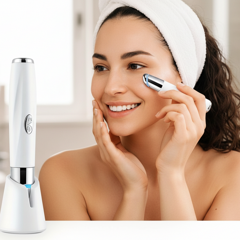 Dispositivo de beleza para olhos e lábios vibração terapia de luz vermelha e azul massagem termomagnética